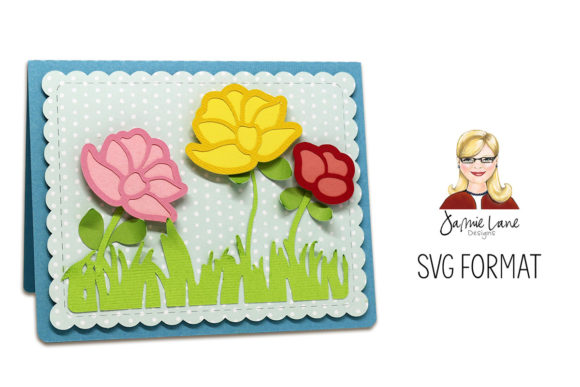 A2 Stitched Flower Card: 3D SVG Shapes for Branding