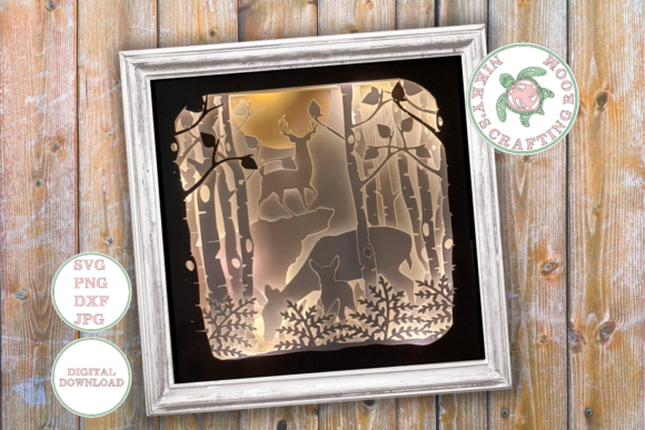 Deer 3D Shadow Box Template for Modern Shadow Boxes