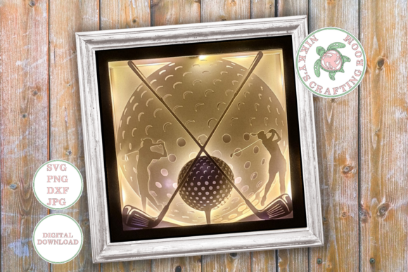 Golf 3D Shadow Box Template for Modern SVG Design
