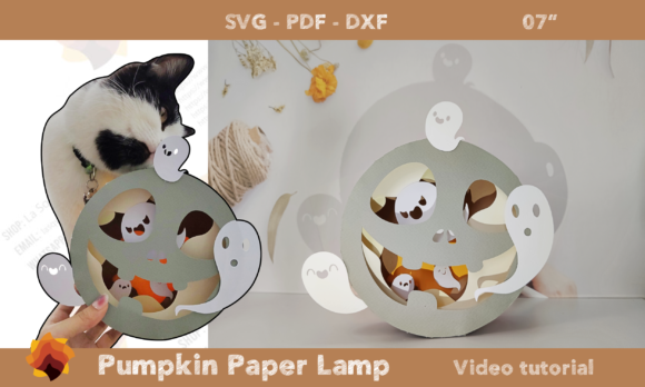 Halloween Pumpkin Lamp: 3D SVG for Shadow Boxes