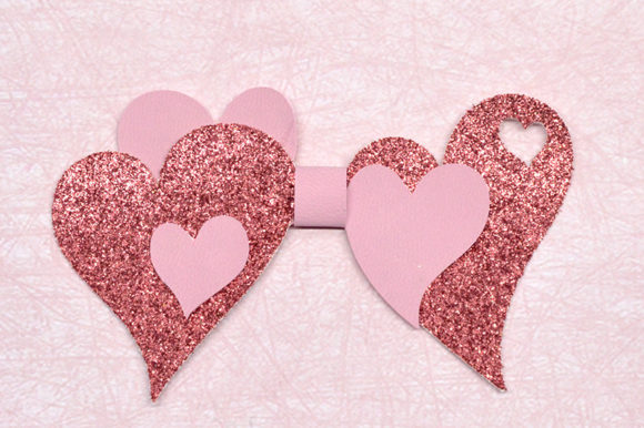 Hearts Bow Template: 3D SVG for Christmas Crafts