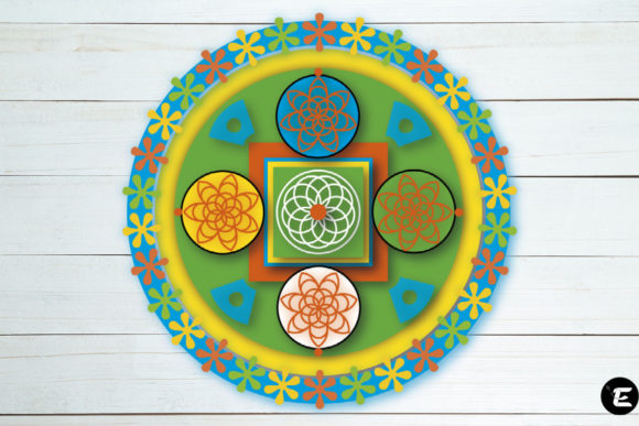 Mandala Bouddhiste: 3D SVG for Paper Flowers Branding