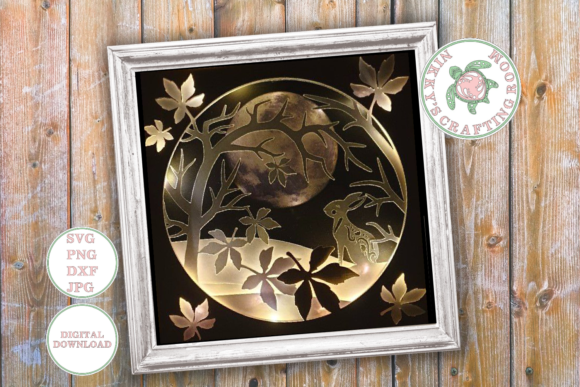 Moon Gazing Hare 3D SVG for Shadow Boxes