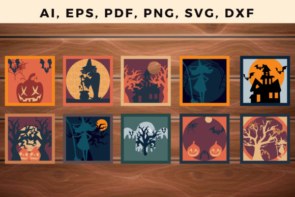 Multi Layer Halloween Paper Cut Bundle: 3D SVG Shadow Boxes