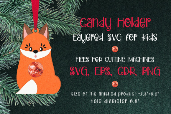 Red Fox Christmas Ornament Candy Holder 3D SVG