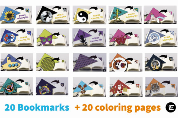 Set of Bookmarks: 3D SVG Ornaments for Editors