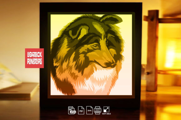 Shetland Sheep Dog 3D SVG for Shadow Boxes