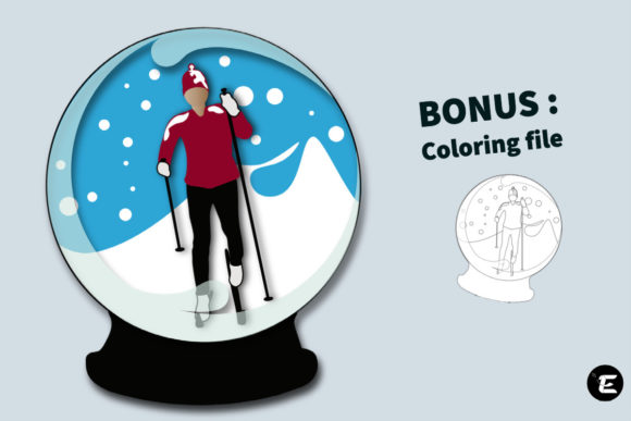 Skier Snow Globe 3D SVG for Christmas Crafts