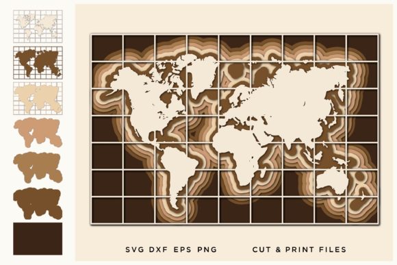 World Map 3D SVG Shapes for Global Designs